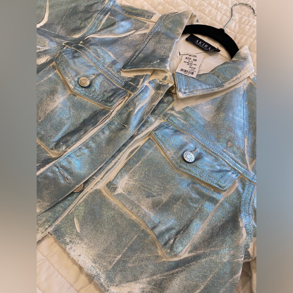 N@T Akira Metallic Cropped Denim Jacket